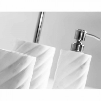 Bathroom design accessories set in Calacatta Monza marble