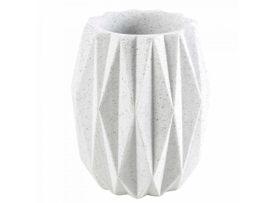 Modern bathroom accessories set in white resin Levice Viadurini
