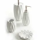 Modern bathroom accessories set in white resin Levice Viadurini