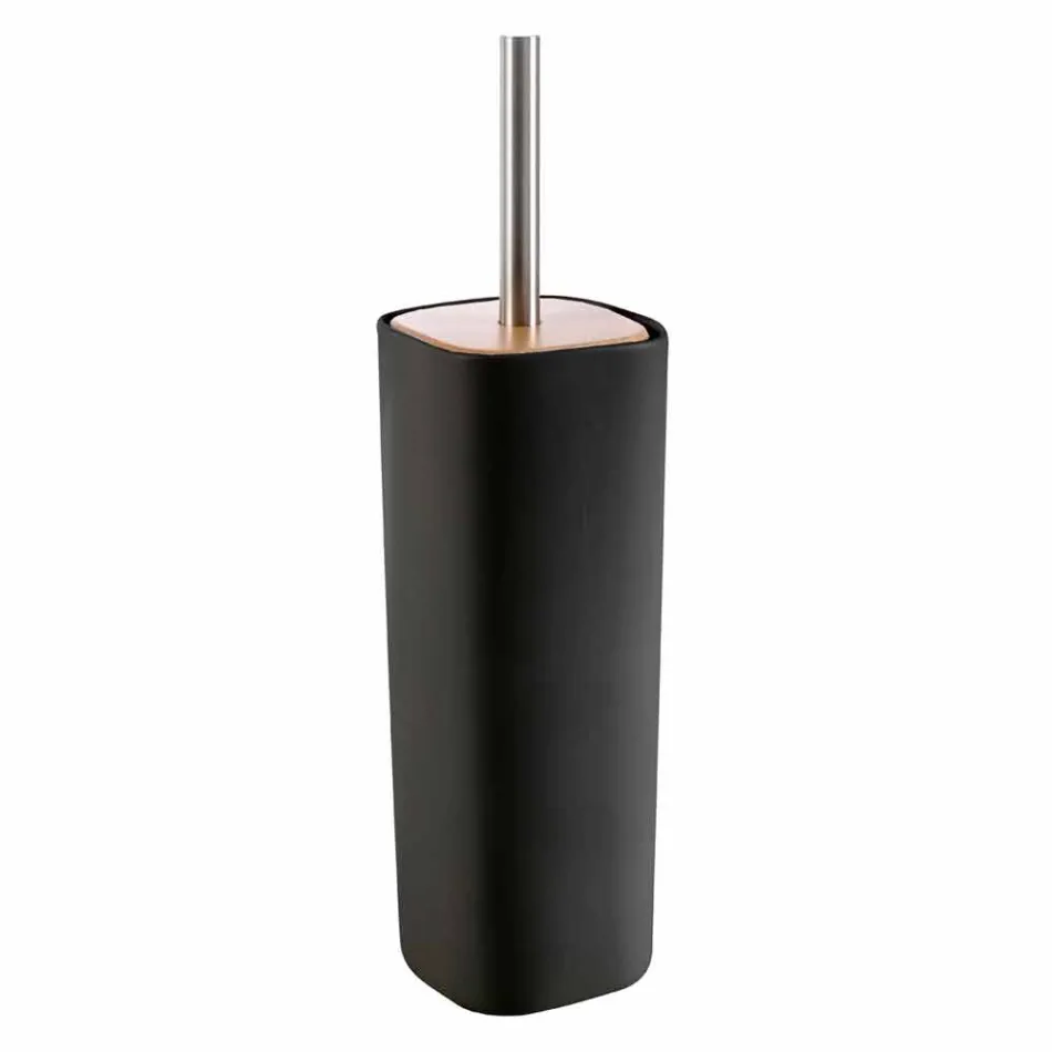 Carsoli modern ceramic and wood bathroom accessories set Viadurini