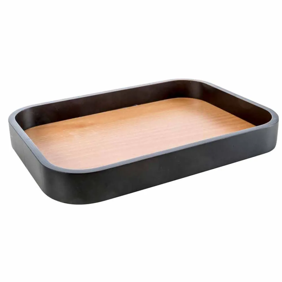 Carsoli modern ceramic and wood bathroom accessories set Viadurini