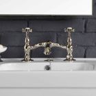 Bathroom set with white ceramic double console on Linear structure Viadurini