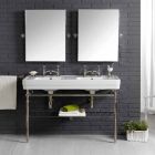 Bathroom set with white ceramic double console on Linear structure Viadurini