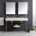 Bathroom set with vintage double console in white ceramic on a Linear structure
