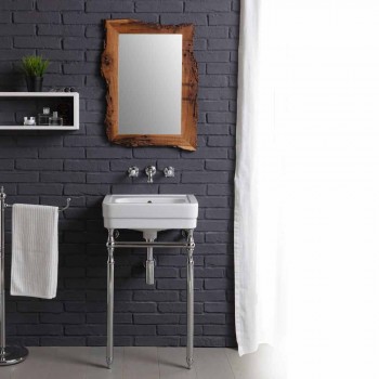 Bathroom set with washbasin on frame and mirror in creativity briccole