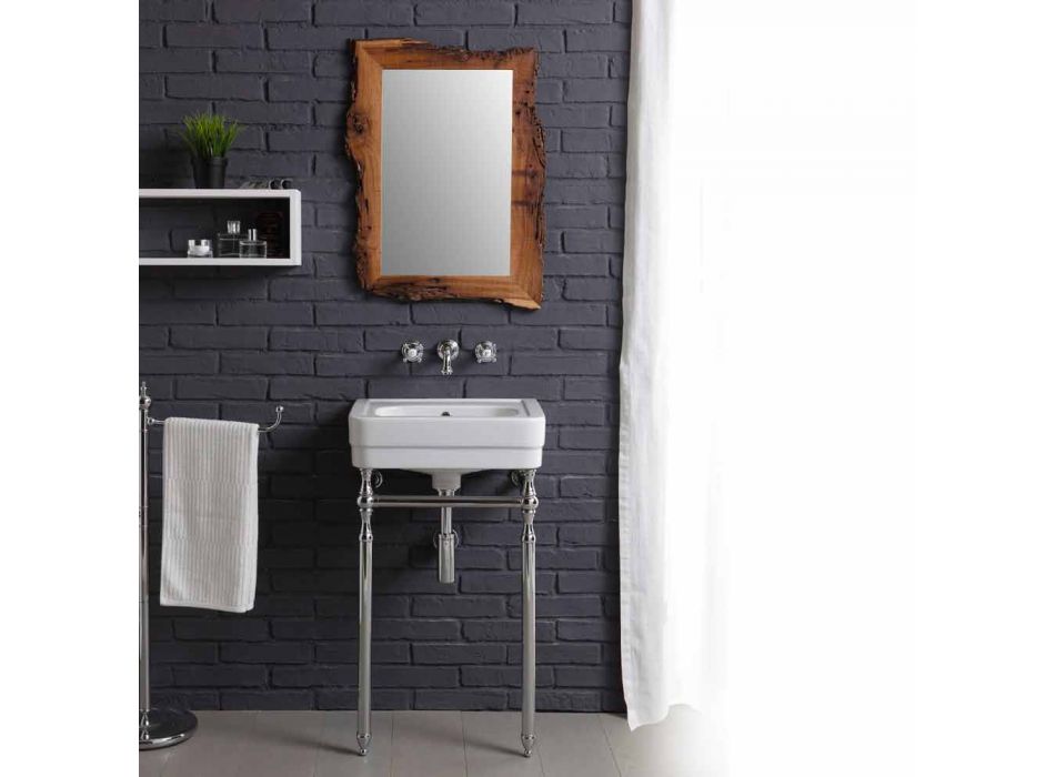 Bathroom set with washbasin on frame and mirror in creativity briccole