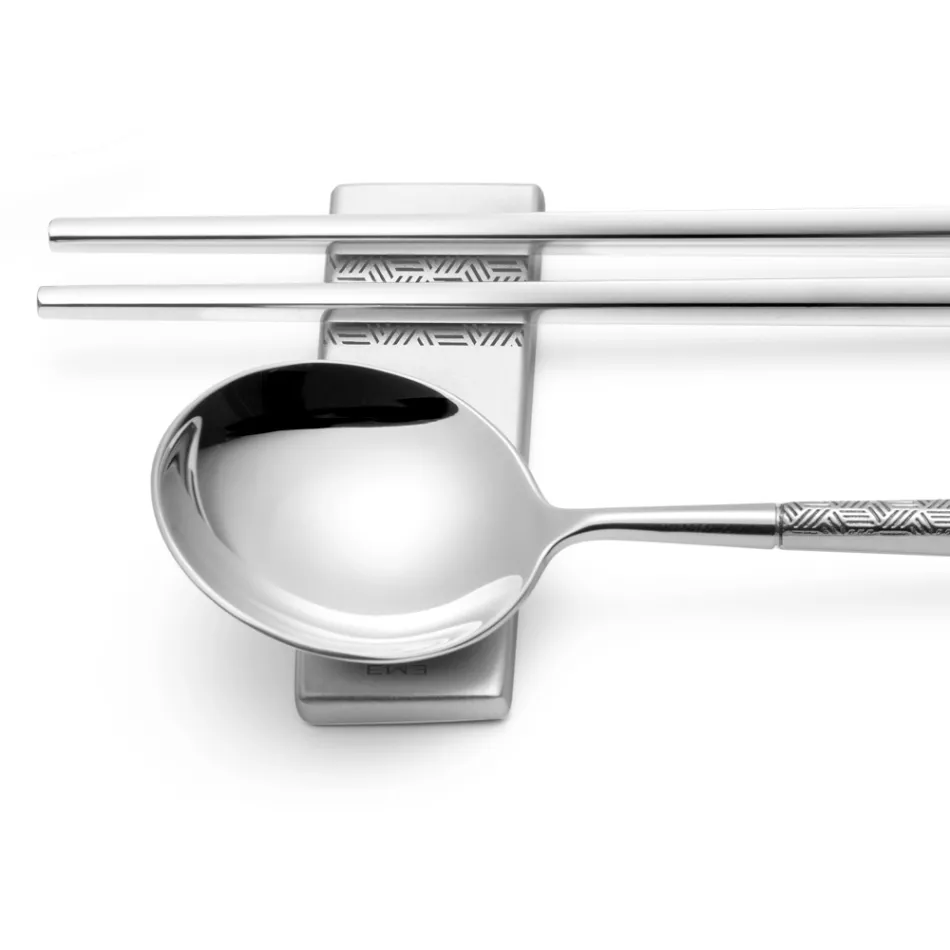 Set Consisting of Fruit Spoon, Chopsticks and Cutlery Rest with Origami - Osaka Viadurini