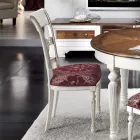 Set of 4 White Gleaned Wood and Fabric Chairs Made in Italy - Alite Viadurini