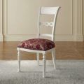 Set of 4 White Gleaned Wood and Fabric Chairs Made in Italy - Alite