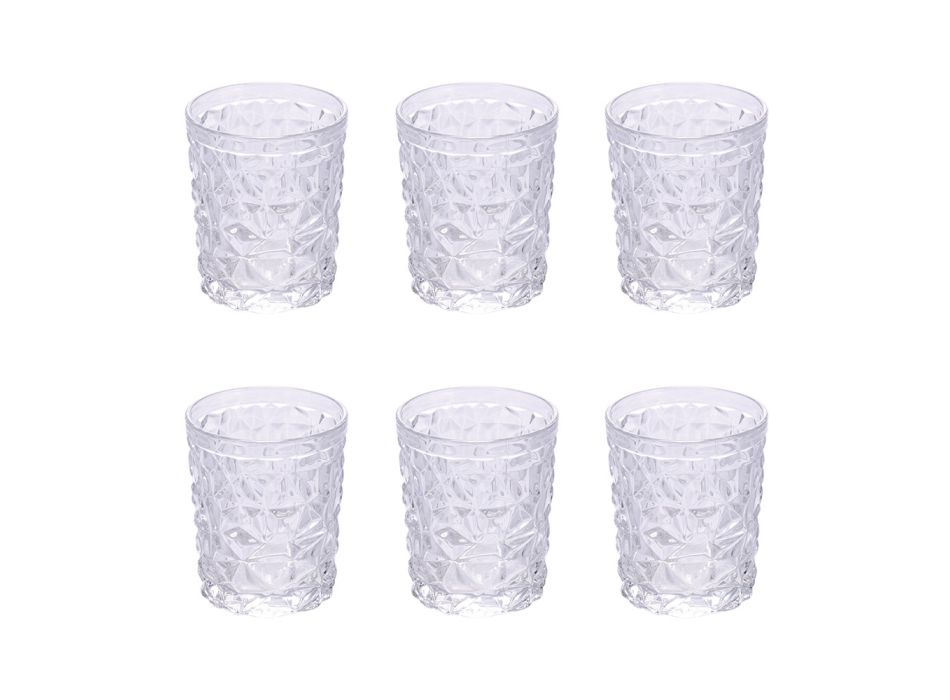Set of 12 Water Glasses 300 ml in Decorated Glass - Cup Viadurini