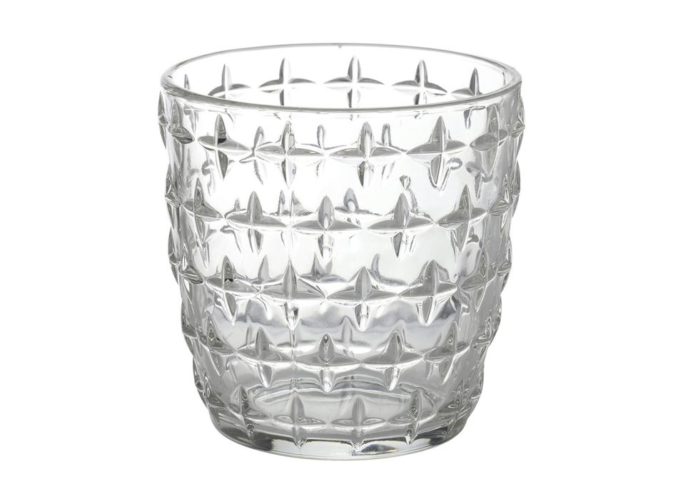 Set of 12 Water Glasses 325 ml with Different Glass Decorations - Tips Viadurini