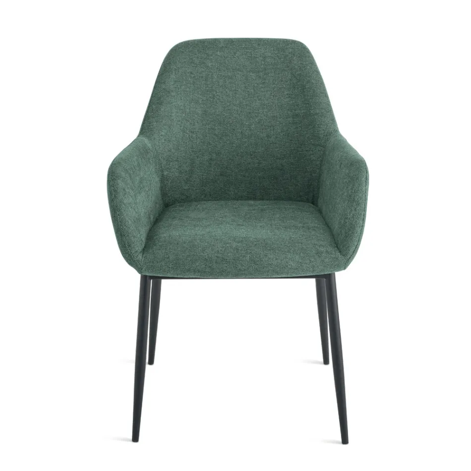 Set of 2 Upholstered Armchairs in Colorful Fabric and Metal Frame - Valeria Viadurini