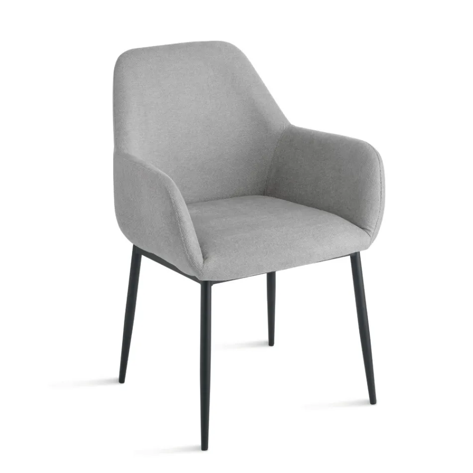 Set of 2 Upholstered Armchairs in Colorful Fabric and Metal Frame - Valeria Viadurini