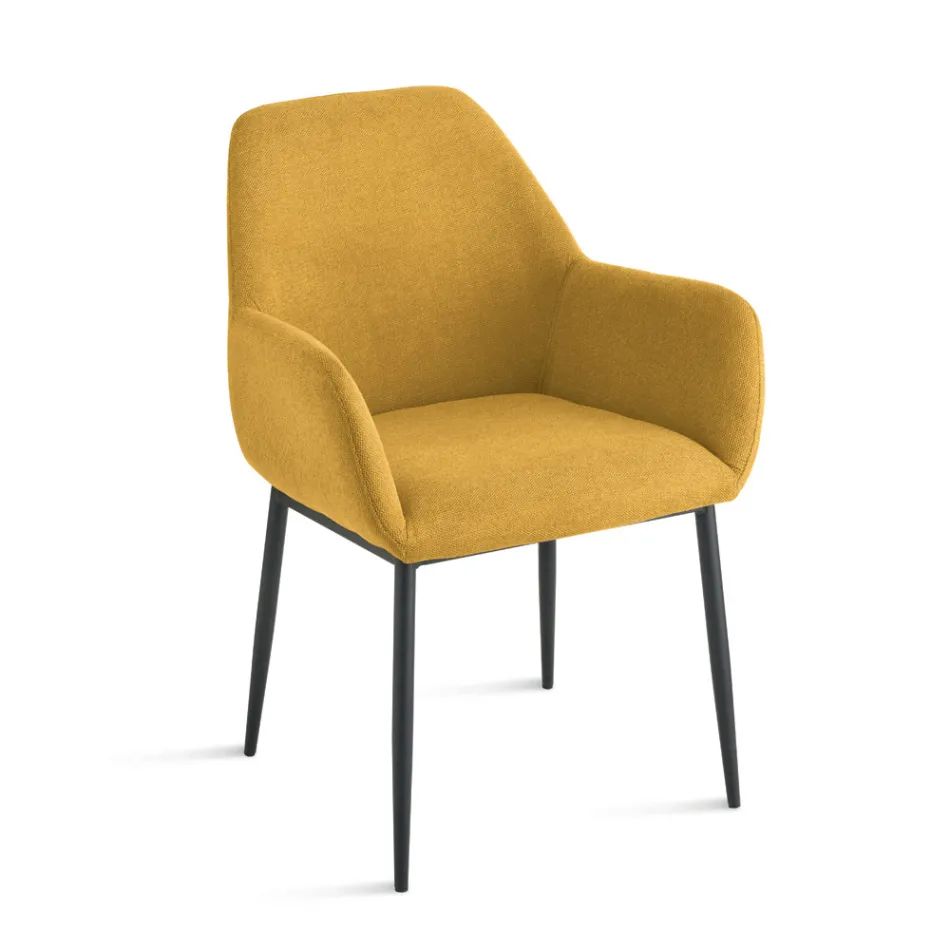 Set of 2 Upholstered Armchairs in Colorful Fabric and Metal Frame - Valeria Viadurini