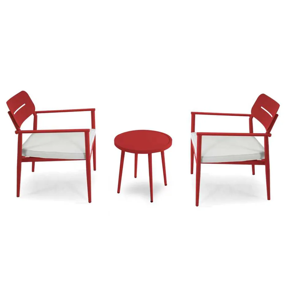 Set of 2 Armchairs with Aluminium Table in Different Finishes - Souvenir Viadurini