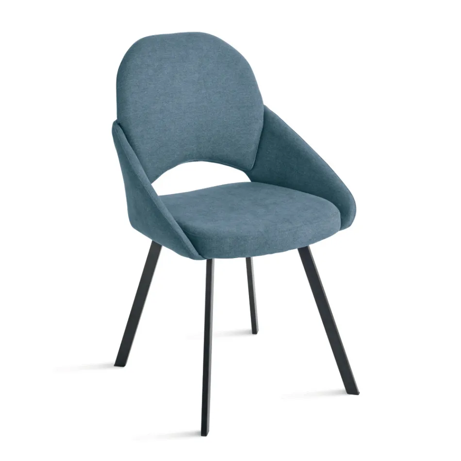 Set of 2 Upholstered Chairs in Colorful Fabric and Metal Frame - Damian Viadurini