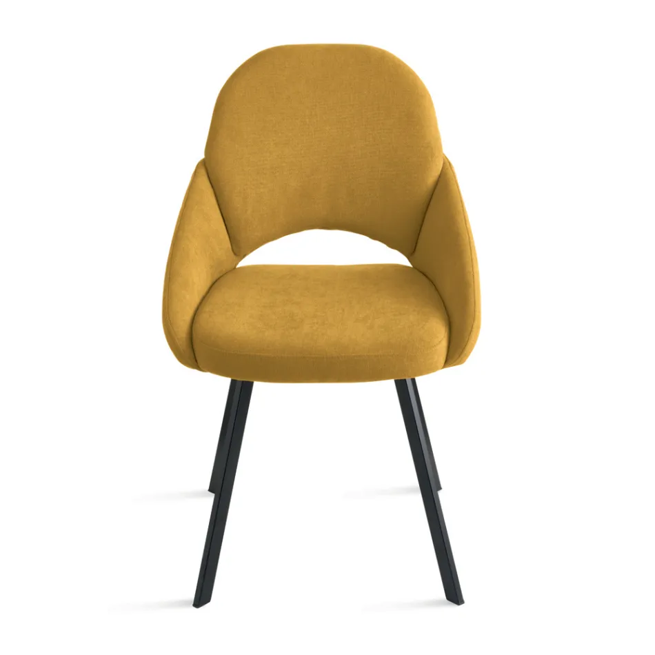 Set of 2 Upholstered Chairs in Colorful Fabric and Metal Frame - Damian Viadurini