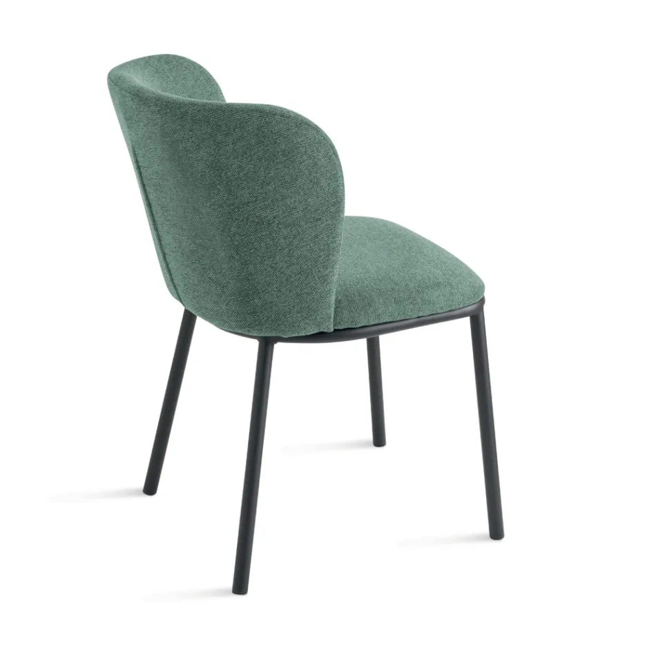 Set of 2 Upholstered Fabric Chairs with Painted Metal Frame - Leandra Viadurini