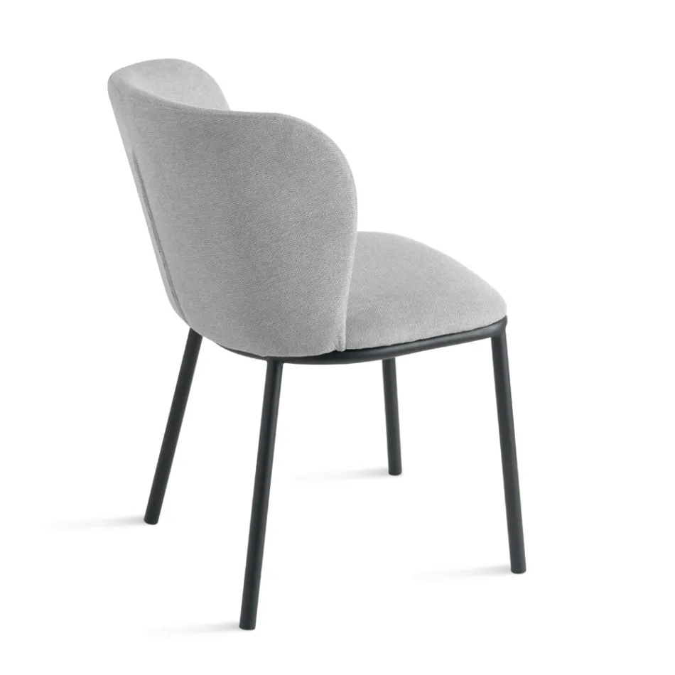 Set of 2 Upholstered Fabric Chairs with Painted Metal Frame - Leandra Viadurini