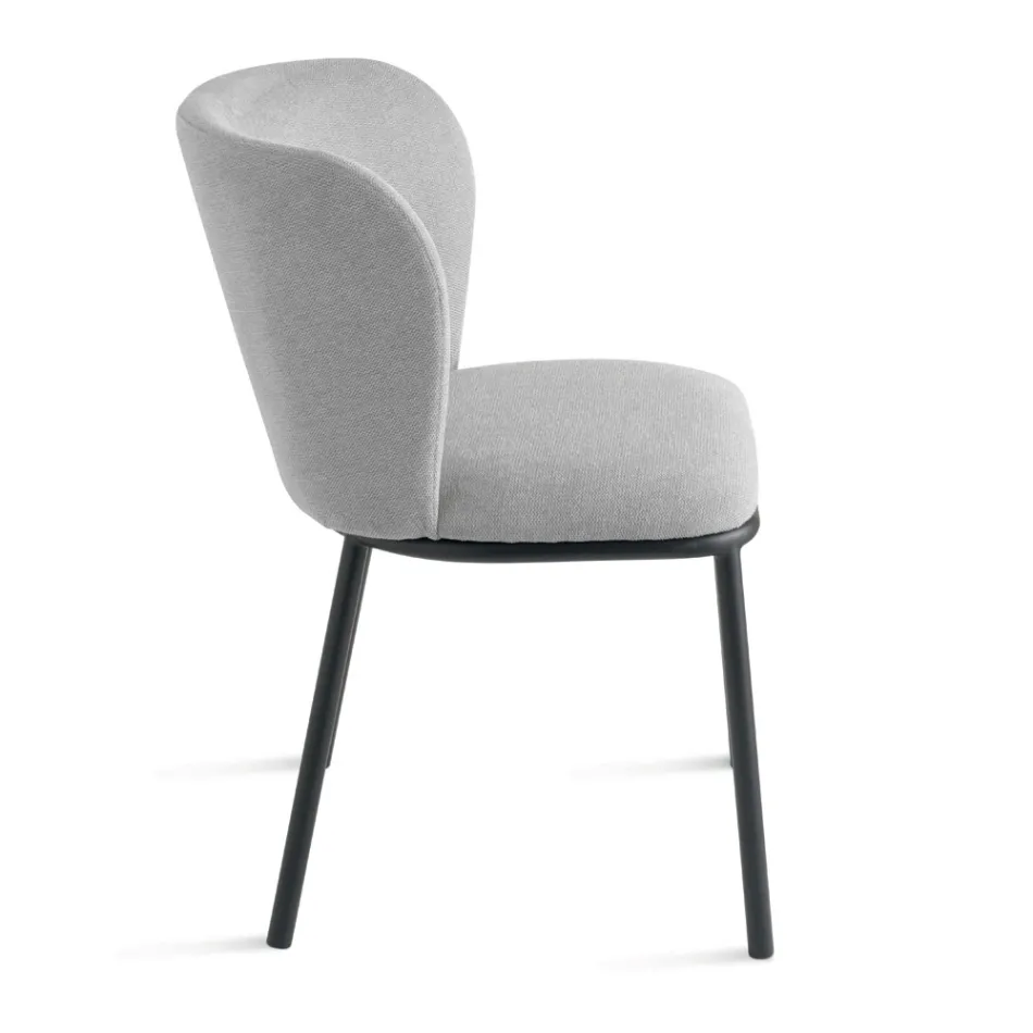 Set of 2 Upholstered Fabric Chairs with Painted Metal Frame - Leandra Viadurini