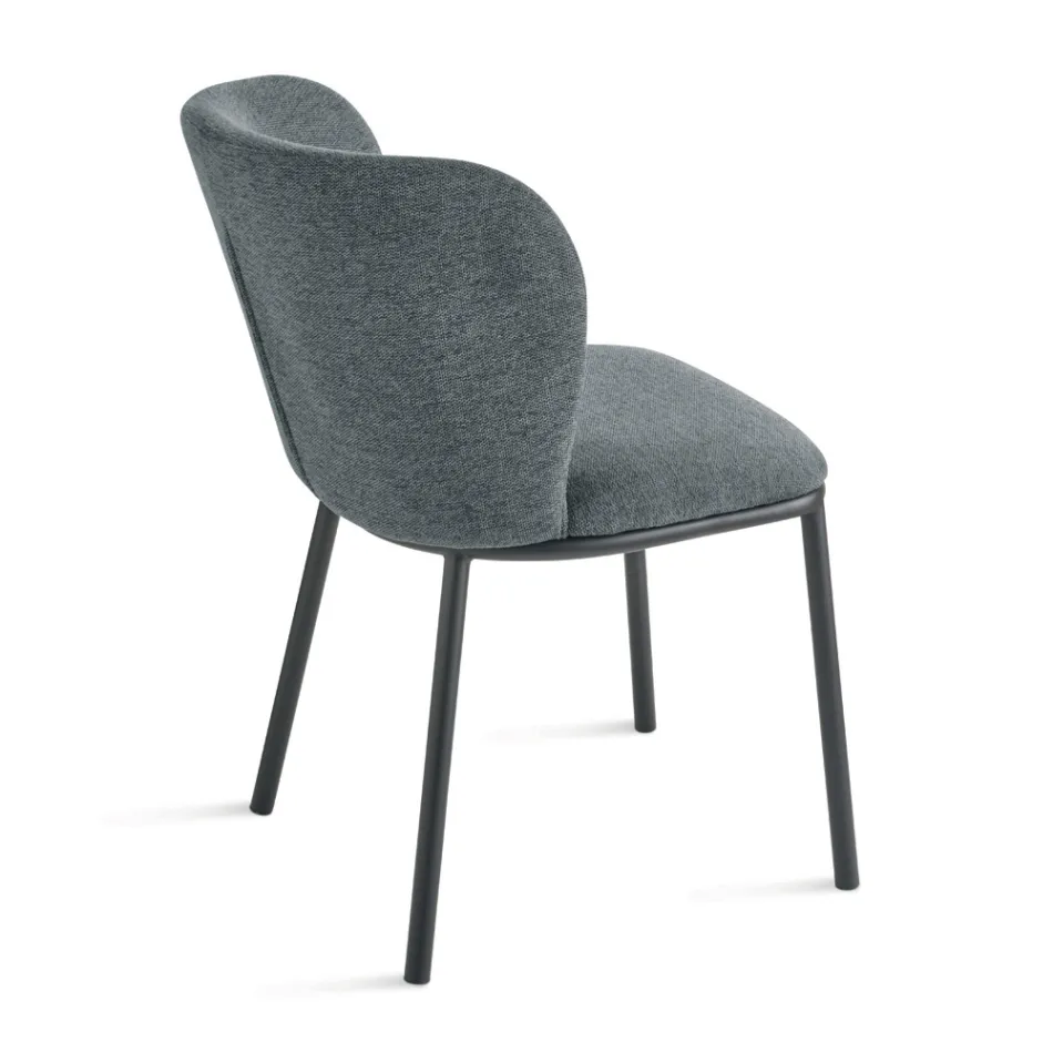 Set of 2 Upholstered Fabric Chairs with Painted Metal Frame - Leandra Viadurini