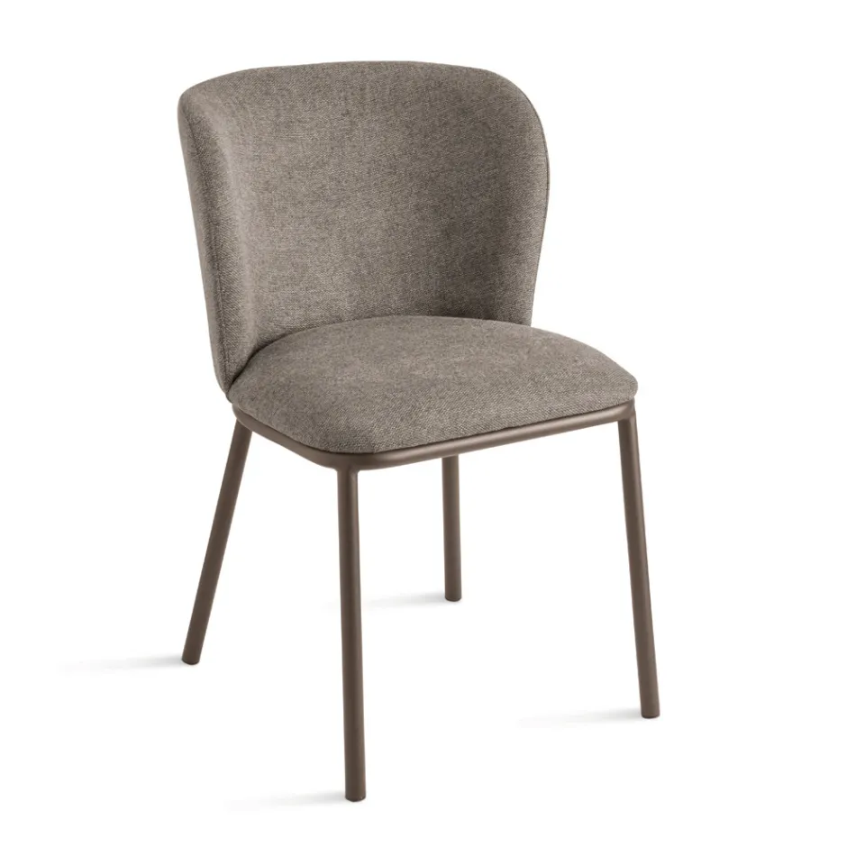 Set of 2 Upholstered Fabric Chairs with Painted Metal Frame - Leandra Viadurini