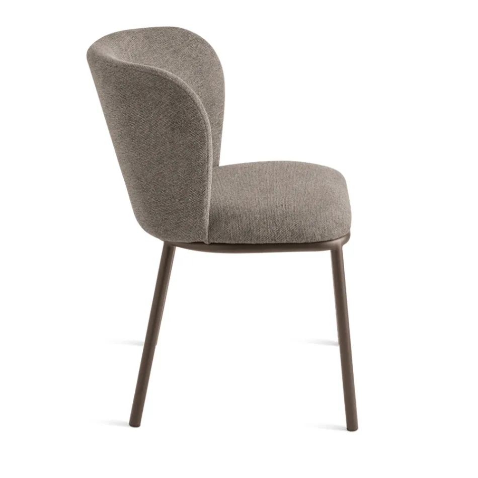 Set of 2 Upholstered Fabric Chairs with Painted Metal Frame - Leandra Viadurini