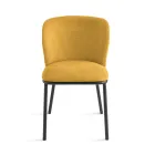 Set of 2 Upholstered Fabric Chairs with Painted Metal Frame - Leandra Viadurini