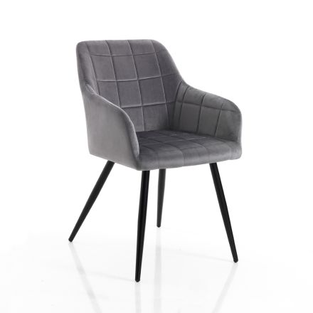 Set of 2 Chairs in Velvet Effect Fabric - Plutonium Viadurini