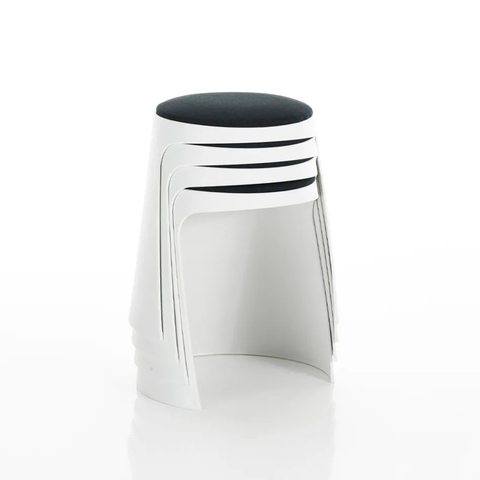 Set of 2 Polypropylene Stools and Fabric Seat - Anchovy Viadurini