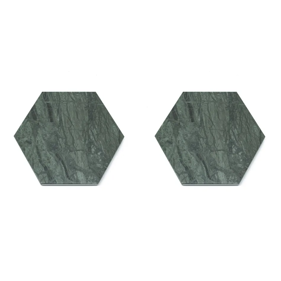 Set of 2 Hexagonal Marble Coasters with Cork Made in Italy - Narita Viadurini