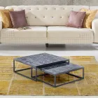Set of 2 coffee tables in MDF with marble finish - Osmium Viadurini