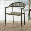 Set of 4 Aluminum and Twist Wicker Armchairs - Tavira