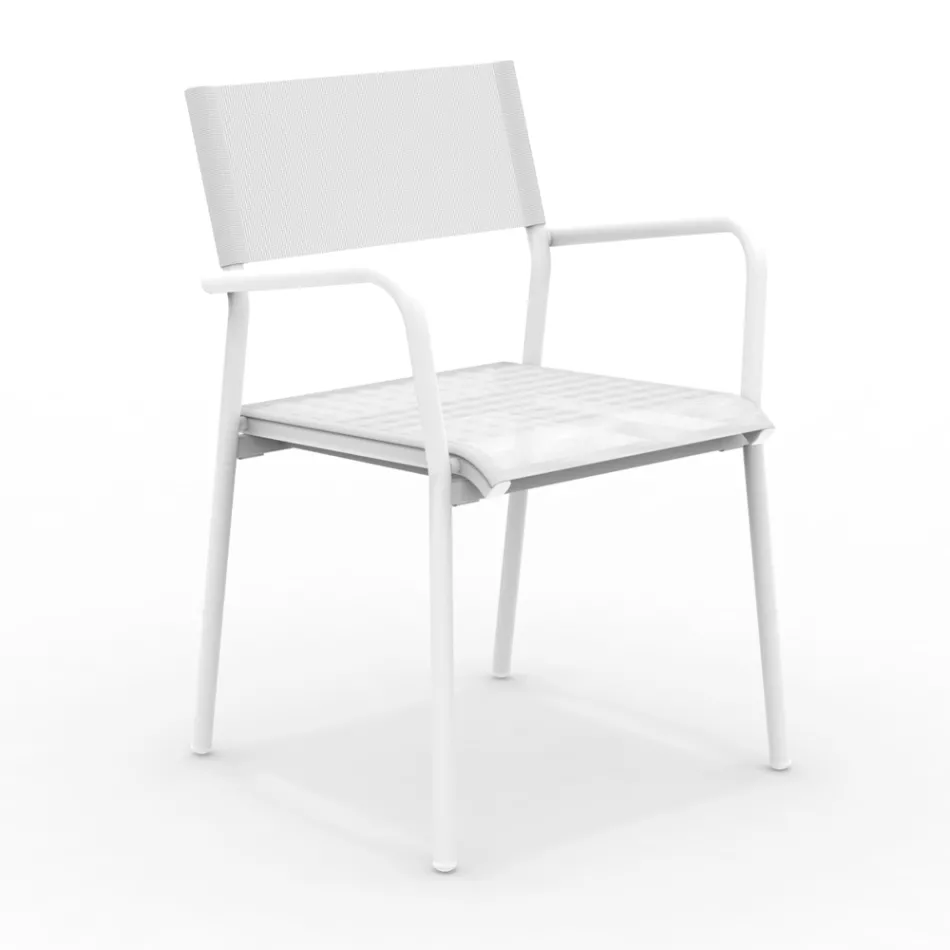 Set of 4 Aluminum and Batyline Garden Chairs - Lucente Viadurini