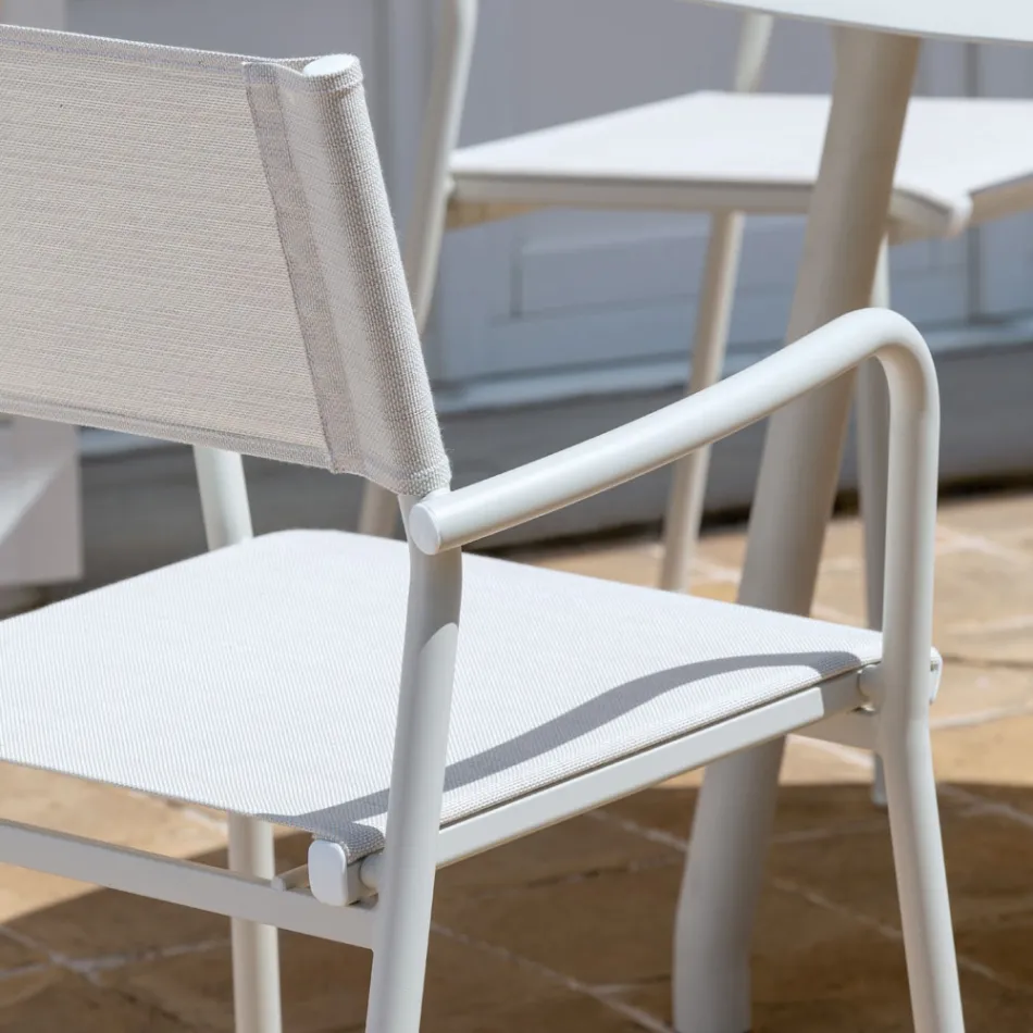 Set of 4 Aluminum and Batyline Garden Chairs - Lucente Viadurini