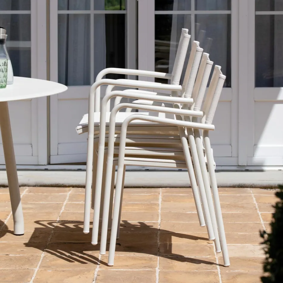 Set of 4 Aluminum and Batyline Garden Chairs - Lucente Viadurini