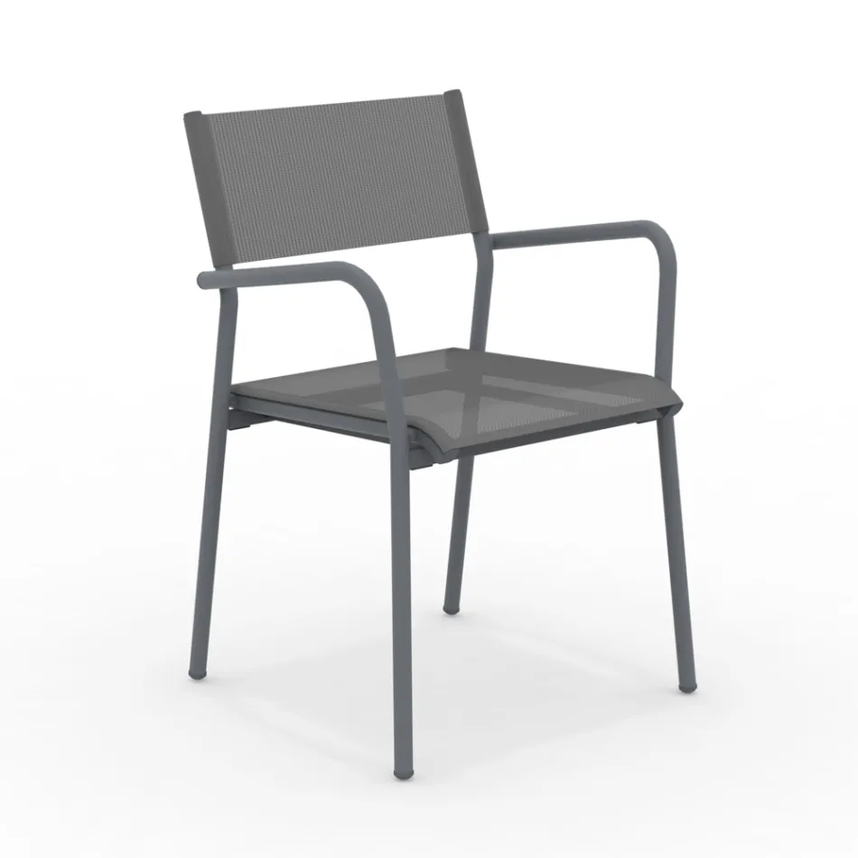 Set of 4 Aluminum and Batyline Garden Chairs - Lucente Viadurini