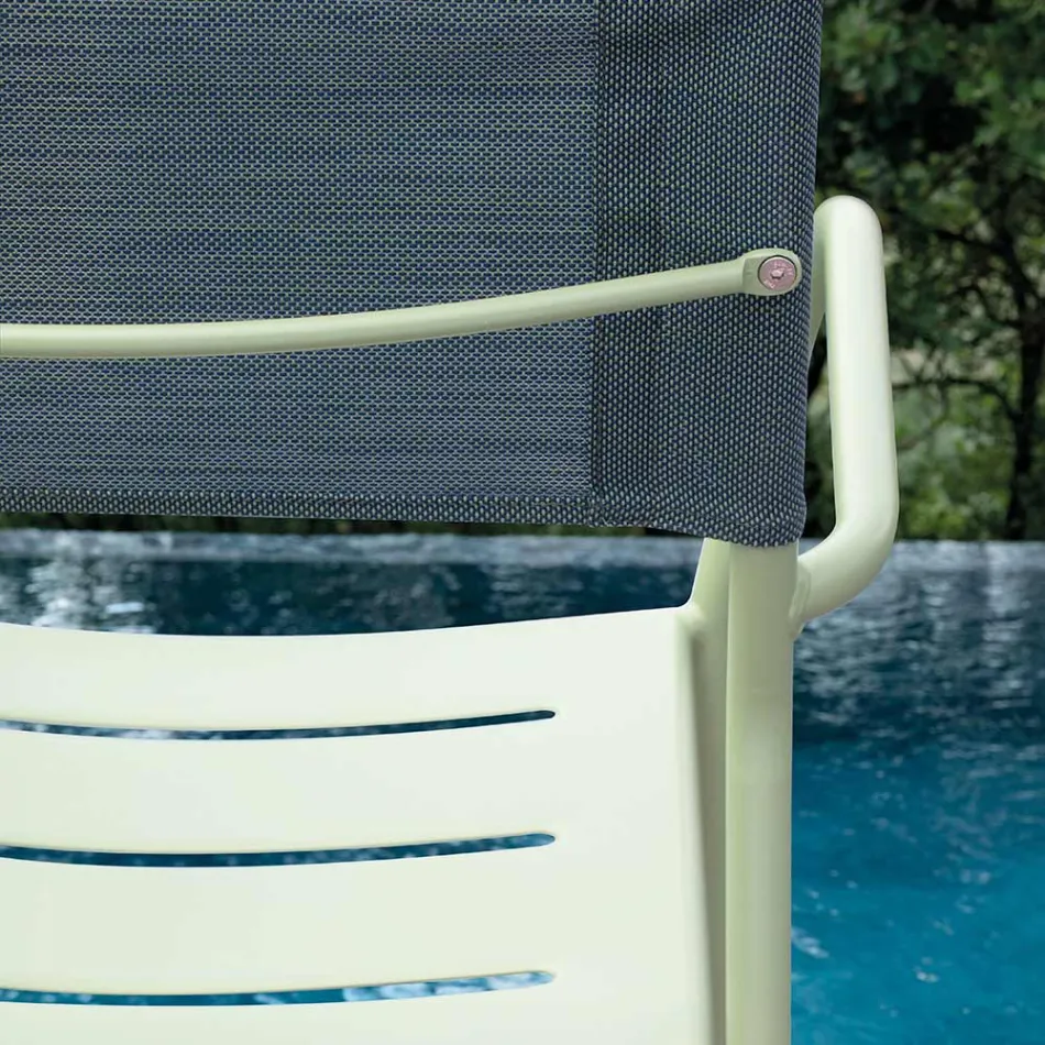 Set of 4 Galvanized Metal and Batyline Garden Chairs - Prestigio Viadurini