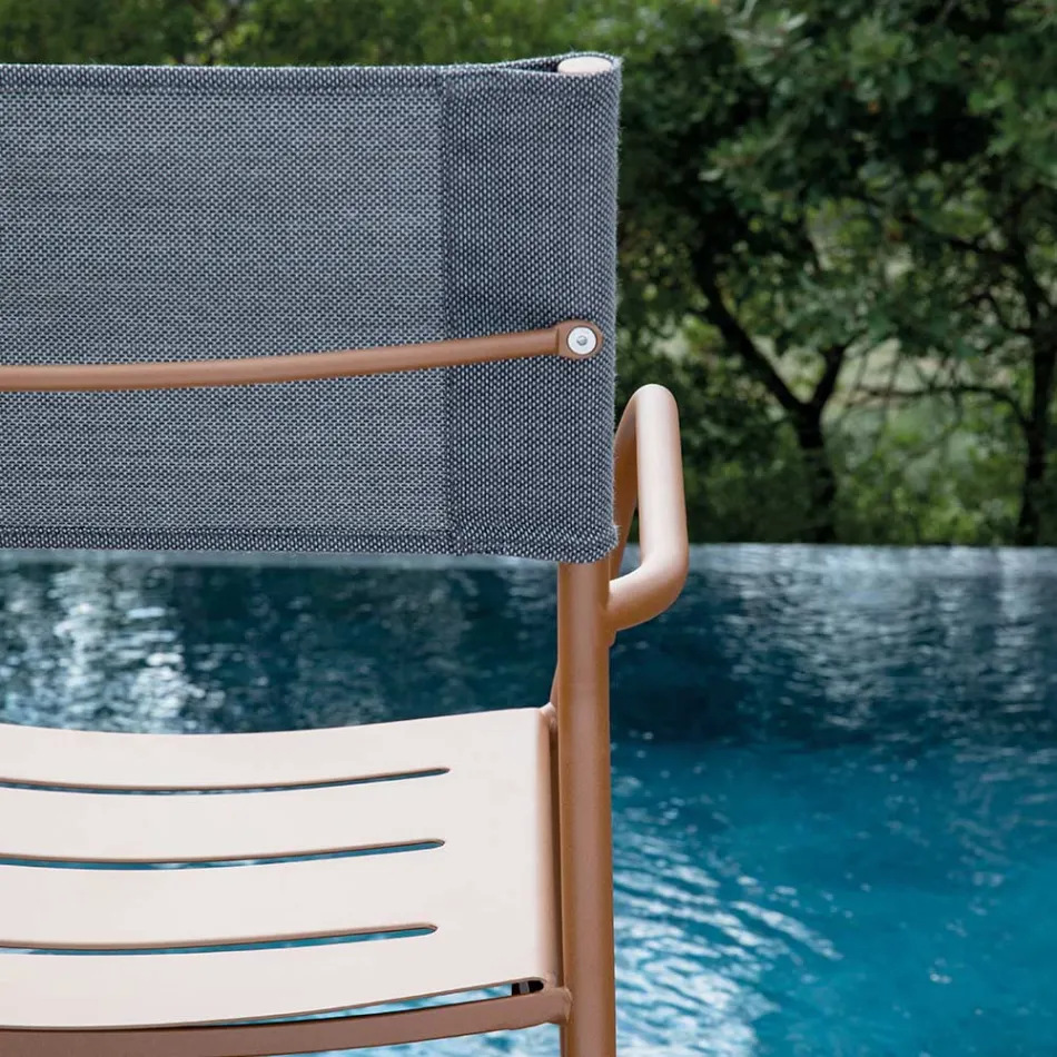 Set of 4 Galvanized Metal and Batyline Garden Chairs - Prestigio Viadurini