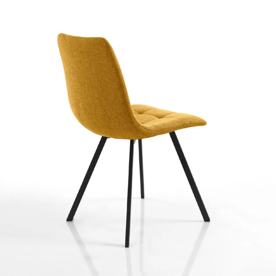 Set of 4 Padded and Fabric Upholstered Dining Chairs - Chimera Viadurini