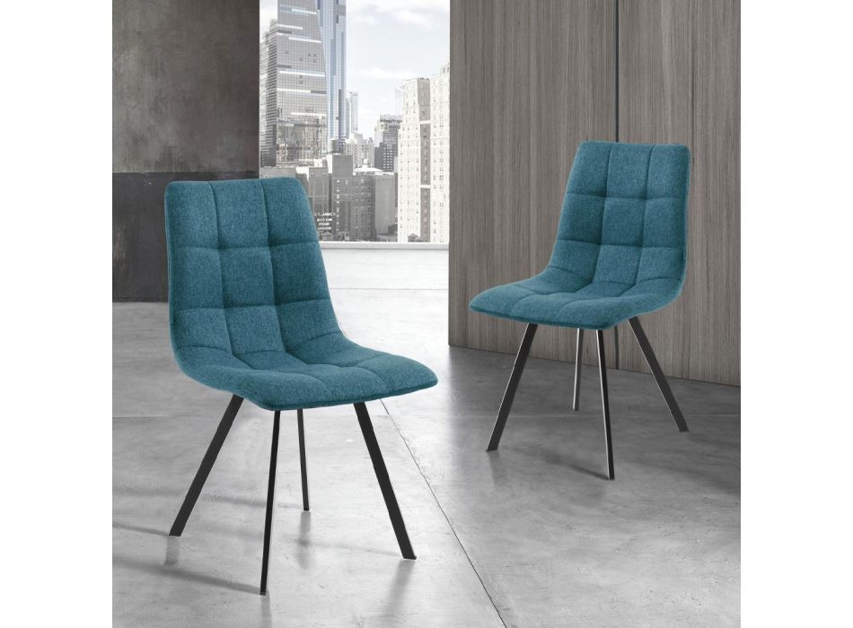 Set of 4 Padded and Fabric Upholstered Dining Chairs - Chimera Viadurini