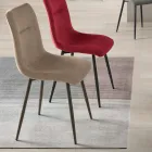 Set of 4 Upholstered Fabric Living Room Chairs with Metal Base - Project Viadurini