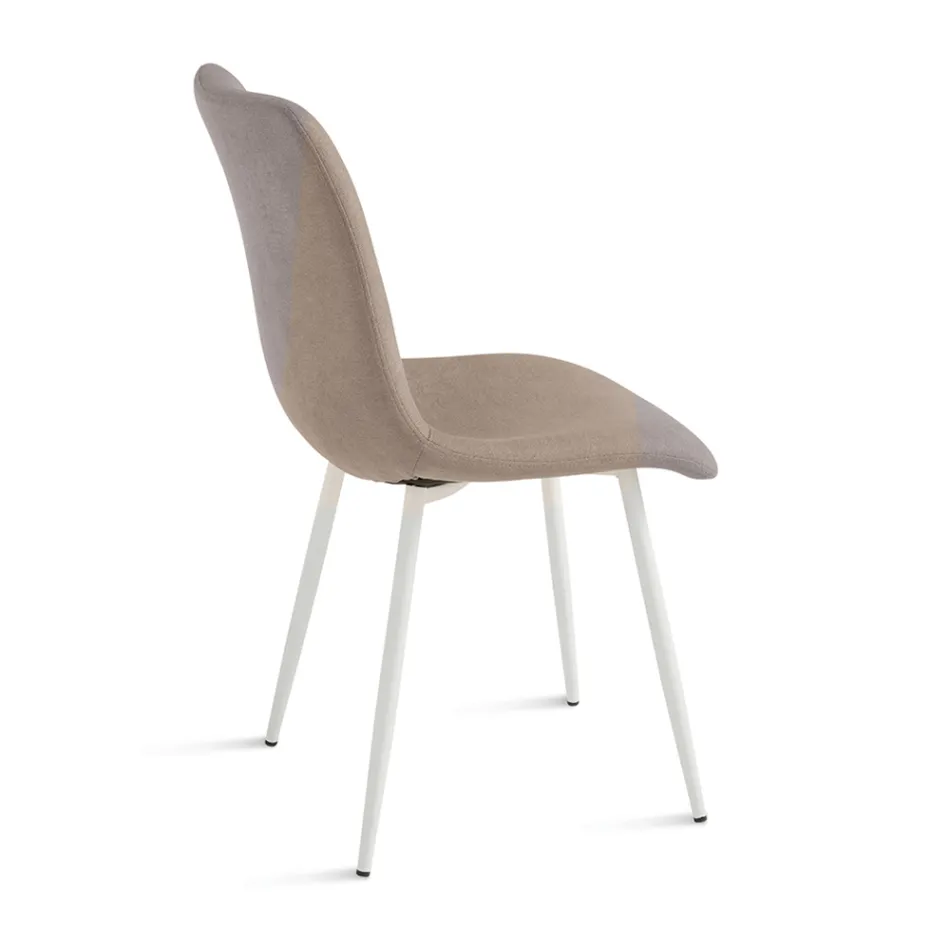 Set of 4 Upholstered Fabric Living Room Chairs with Metal Base - Project Viadurini