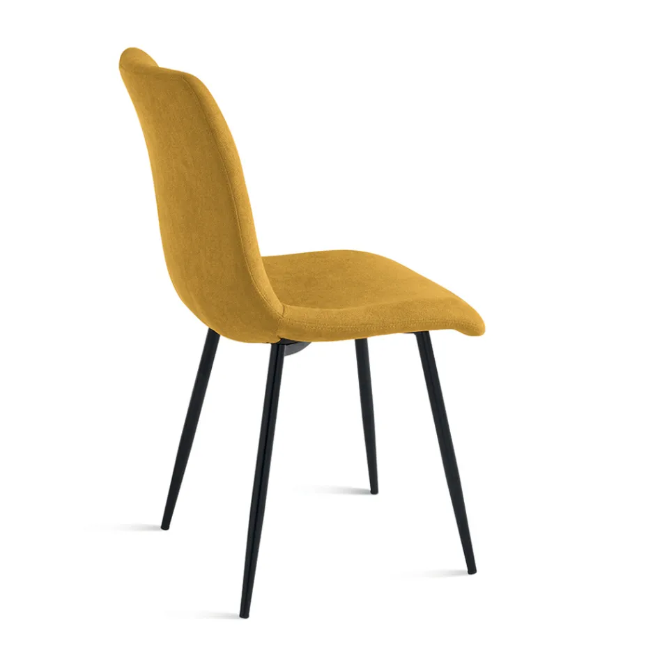 Set of 4 Upholstered Fabric Living Room Chairs with Metal Base - Project Viadurini