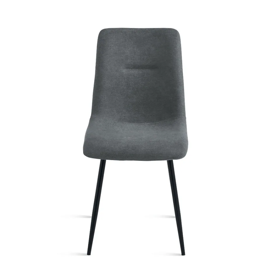 Set of 4 Upholstered Fabric Living Room Chairs with Metal Base - Project Viadurini