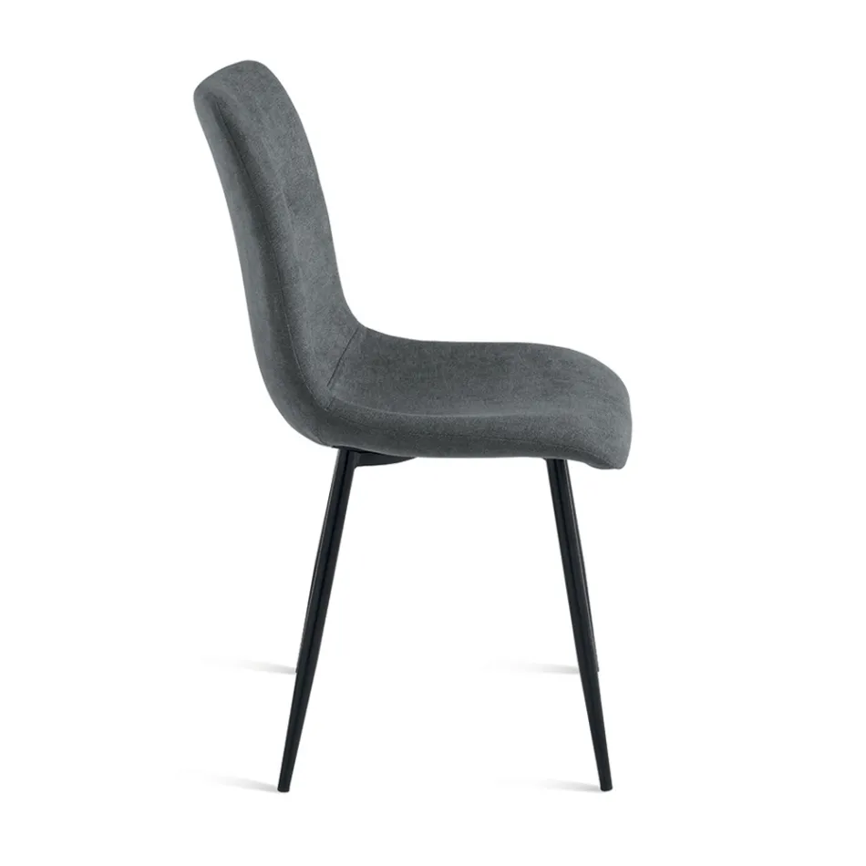 Set of 4 Upholstered Fabric Living Room Chairs with Metal Base - Project Viadurini