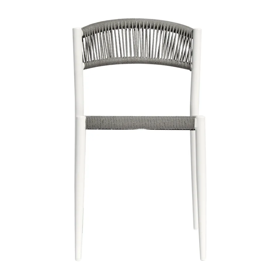 Set of 4 Aluminum and Colored Twist Wicker Chairs - Tavira Viadurini