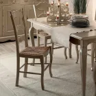 Set of 4 Dove Grey and Straw Wooden Chairs Made in Italy - Celestino Viadurini
