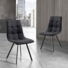 Set of 4 Chairs in Anthracite Fabric and Black Steel - Anthracite Viadurini