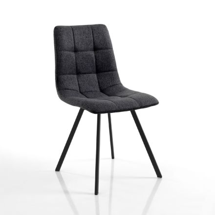 Set of 4 Chairs in Anthracite Fabric and Black Steel - Anthracite Viadurini